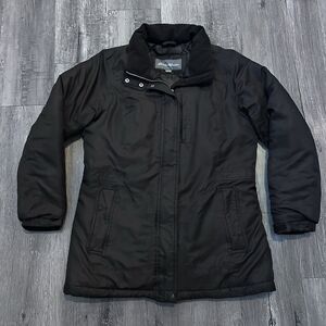 Women's Eddie Bauer Goose Down Parka Coat Size Medium Black Jacket Winter Warm